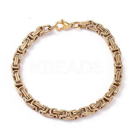 PVD Vacuum Plating 304 Stainless Steel Byzantine Chain Bracelets BJEW-I295-02B-G-1