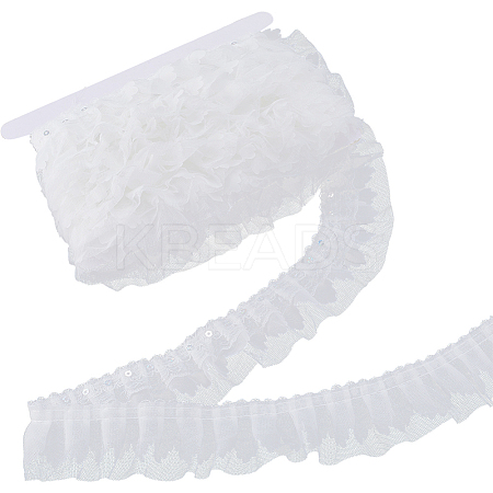 10M Polyester Flower Lace Ribbon with Paillettes OCOR-GF0003-34C-1