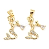 Brass Micro Pave Clear Cubic Zirconia Pendants ZIRC-L077-043G-1