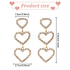 2 Pairs 2 Colors Crystal Rhinestone Triple Hollow Heart Dangle Stud Earrings with 925 Sterling Silver Pins EJEW-AN0001-22-2