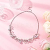 Round Glass Beaded Bib 304 Stainless Steel Rolo Chain Necklaces NJEW-JN05359-02-1