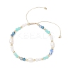 Natural Amethyst & Rainbow Moonstone & Amazonite & Cultured Freshwater Pearl Beads Braided Bead Bracelets for Women BJEW-JB12666-02-1