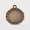 Flower Alloy Pendant Cabochon Settings and Half Round/Dome Clear Glass Cabochons DIY-X0221-AB-FF-4