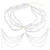 ABS Plastic Imitation Pearl Beads Multi Layered Chain Waist Belts HJEW-TAC0072-1