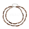 Plastic & Resin Leopard Skin Print Curved Tube Double Layer Necklaces for Women NJEW-Q038-01A-5