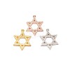 Star of David Brass Micro Pave Cubic Zirconia Pendants ZIRC-D030-M-RS-1