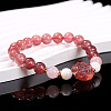 Natural Strawberry Quartz Round Beads Stretch Bracelets WG583E5-09-1