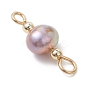 Natural Cultured Freshwater Pearl Potato Connector Charms PALLOY-JF04928-4