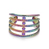 Rainbow Color Ion Plating(IP) 304 Stainless Steel Chunky Open Cuff Ring for Women RJEW-A005-35MC-1