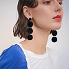 6 Pairs 6 Colors Flat Round Acrylic Dangle Stud Earrings with Steel Iron Pins for Women EJEW-AN0004-13-6