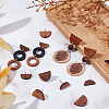 20 Pairs 2 Styles Half Round Walnut Wood Stud Earring Findings MAK-SC0001-22-4