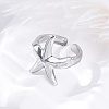 Stafish 304 Stainless Steel Open Cuff Rings for Women RJEW-F174-01P-1