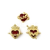 Brass Pave Dark Red Glass Scared Heart Connector Charms KK-FZC0001-01G-1