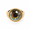 Brass Glass Cuff Rings RJEW-S045-126-NR-2