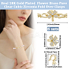 6 Sets Rack Plating Flower Brass Pave Clear Cubic Zirconia Fold Over Clasps KK-BBC0021-28-2