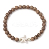 Summer Beach Starfish Dyed Synthetic Turquoise & 6mm Round Wenge Wood Beaded Stretch Bracelets for Women BJEW-JB10514-02-1