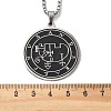 201 Stainless Steel Black Enamel Flat Round Sigil Pendant Necklaces LS-NJEW-H065-14P-3