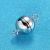 Platinum Plated Sterling Silver Round Magnetic Clasps STER-K014-H672-8mm-P-3