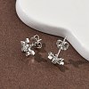 Flower Brass Micro Pave Clear Cubic Zirconia Stud Earrings LS-EJEW-F383-07P-5