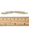 Natural Shoushan Stone & Plastic Imitation Pearl Disc Beaded Connector Charms/Links LS-STAS-L277-11G-02-3