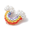 Handmade Glass Seed Beaded Rainbow Pendants PALLOY-MZ00502-4