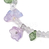 Dyed Natural Malaysia Jade & Glass Beaded Stretch Bracelet with Flower Charms BJEW-JB10176-01-3