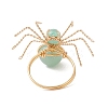 Natural Green Aventurine Beaded Finger Rings RJEW-TA00210-02-4