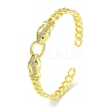 Snake Brass Micro Pave Clear Cubic Zirconia Cuff Bangles for Women BJEW-Z061-19G-1