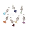 7Pcs 7 Styles Chakra Natural & Synthetic Mixed Stone Chips Alloy Pendants PALLOY-JF01778-06-1