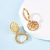 Tree Brass Micro Pave Clear Cubic Zirconia Hoop Earrings EJEW-F384-01G-3