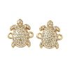 Brass Micro Pave Clear Cubic Zirconia Sea Animal Connector Charms KK-P325-02G-1