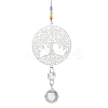 201 Stainless Steel Tree of Life Shape & Rainbow Crystal Glass Hanging Suncatcher HJEW-JM04680-2