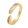 Brass Micro Pave Cubic Zirconia Open Cuff Rings for Women LS-RJEW-G341-03G-02-4