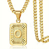 Rectangle with Letter Pattern 304 Stainless Steel Pendant Necklaces FS-WGFC766-50-1