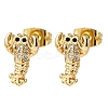 Brass Micro Pave Clear Cubic Zirconia Earrings LS-EJEW-D328-03G-04-4