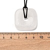 Natural Quartz Crystal Square Pendants Black PU Leather Cord Necklaces NJEW-K285-01A-5