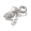 Brass Micro Pave Clear Cubic Zirconia European Dangle Charms KK-D431-033D-P-2