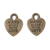 Tibetan Style Alloy Heart Charms TIBEP-Q035-07AB-NR-1