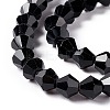 Black Color Faceted Glass Bicone Beads Strands X-GLAA-S026-6mm-10-4