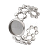 Hollow Flower 304 Stainless Steel Cuff Ring Components STAS-P454-03A-P-1