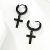 Hip-hop Style 201 Stainless Steel Cross Pendant Hoop Earring for Women UB5113-3