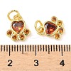 Brass Pave Cubic Zirconia Paw Print Charms KK-I355-17G-4