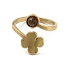 304 Stainless Steel with Natural Tiger Eye Ring Ion Plating(IP) RJEW-Z031-01E-02-2