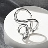 304 Stainless Steel Open Cuff Ring for Women RJEW-M025-02P-1