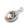 Brass Black Enamel Oval Pendants with Glitter Powder KK-K398-15P-2