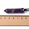 Natural & Synthetic Mixed Gemstone Faceted Bullet Pendant Waxed Cord Necklaces NJEW-Q030-01A-3