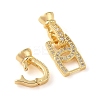 Rack Plating Brass Micro Pave Clear Cubic Zirconia Fold Over Clasps KK-S384-12G-2