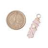 2Pcs 2 Styles Natural Rose Quartz Double Terminated Pointed Pendants PALLOY-JF03122-03-2