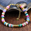 Synthetic Cherry Quartz &  Natural Amethyst & Synthetic Malachite Rondelle Beaded Bracelets FS-WGEAC01-01-3