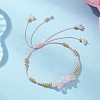 Natural Rose Quartz Chip & MIYUKI Round Rocailles Beads Braided Bead Bracelets BJEW-MZ00252-01-1